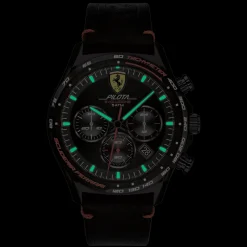 Relogio Pilota Evo Cronografo Pele Preta-Scuderia Ferrari Outlet