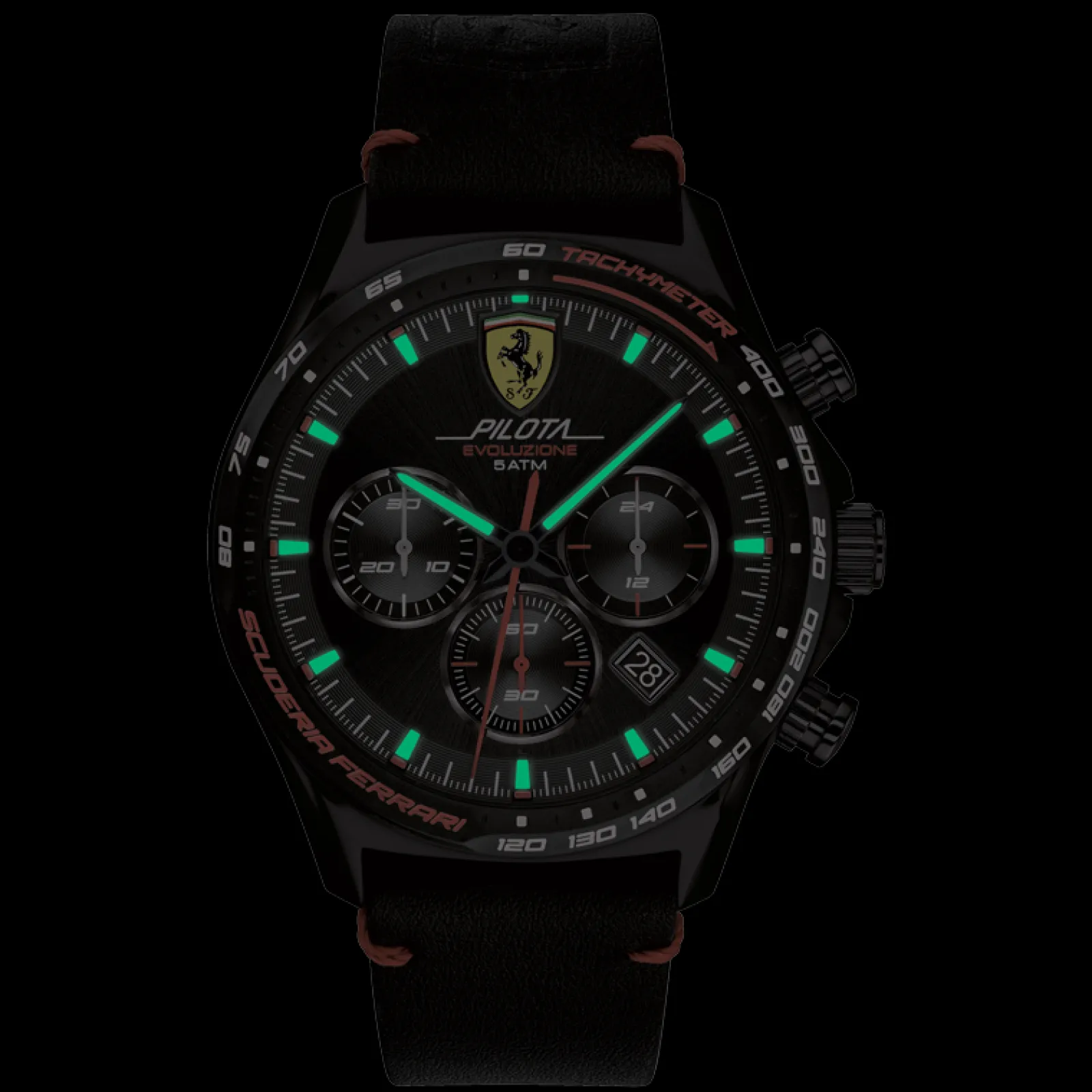 Relogio Pilota Evo Cronografo Pele Preta-Scuderia Ferrari Outlet