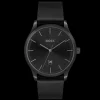 Relogio Reason Aco Ip Preto Pele Preta-Boss Watches Cheap