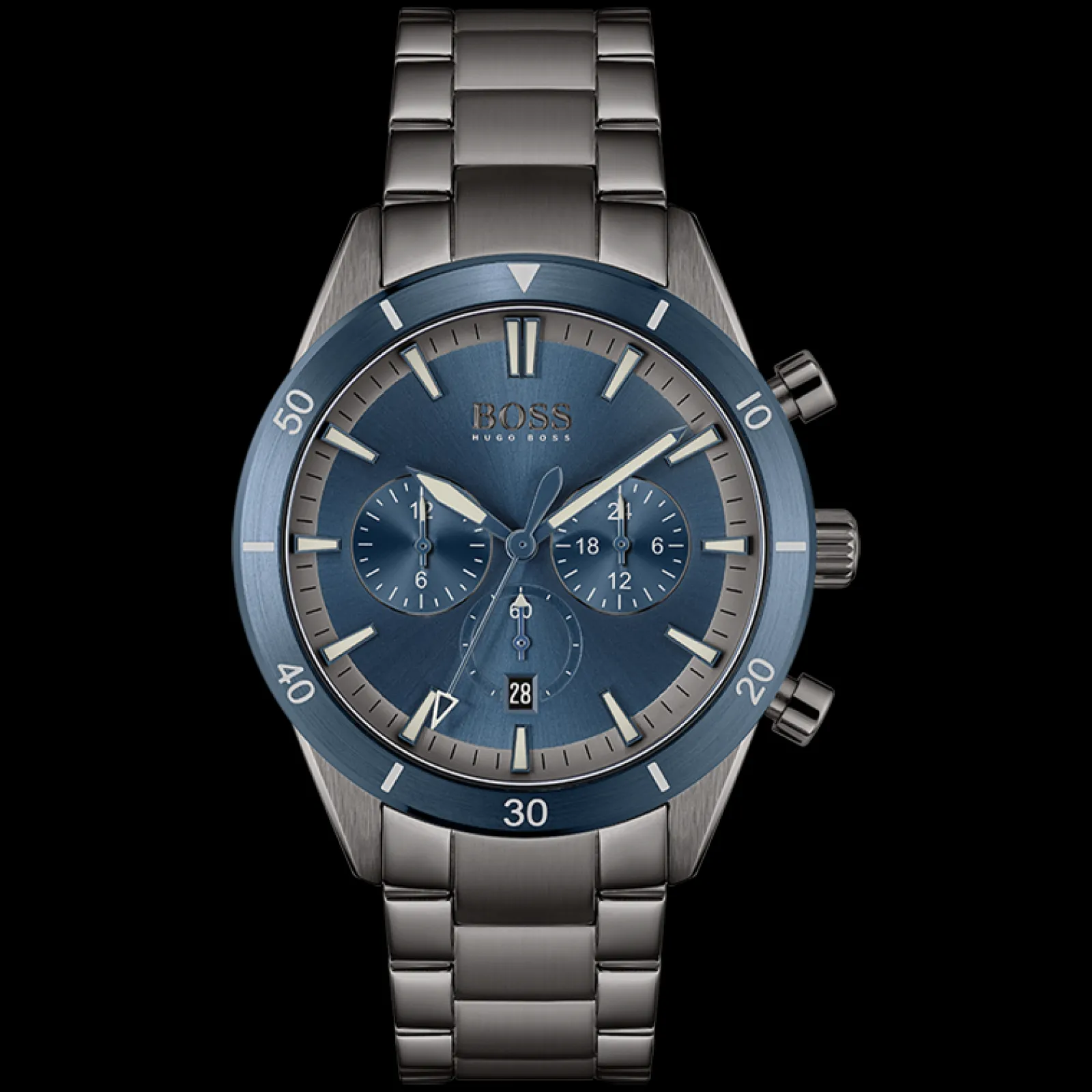 Relogio Santiago Azul Aco Cinzento-Boss Watches Best Sale