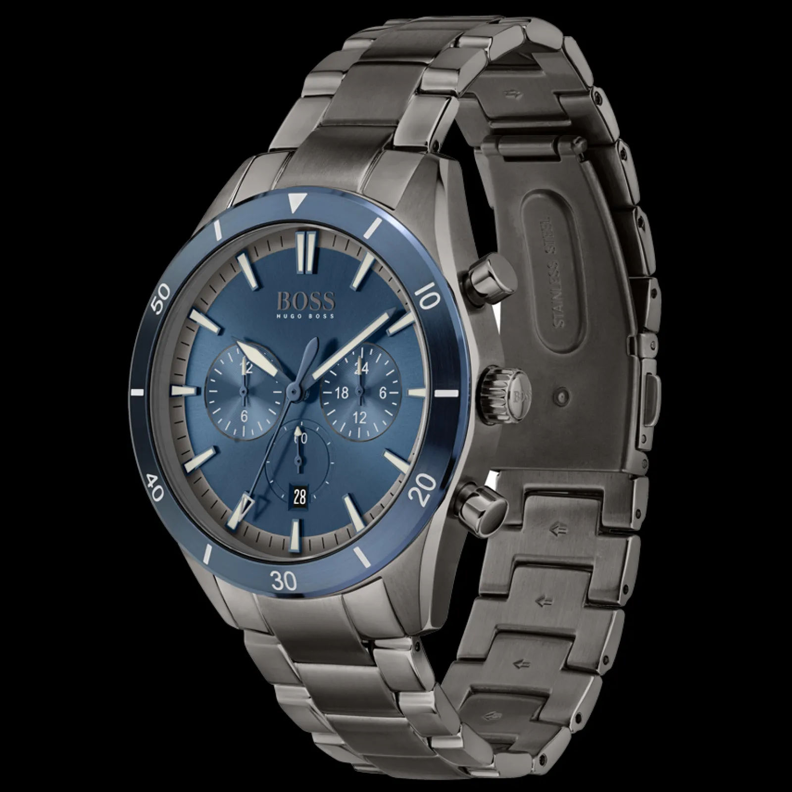 Relogio Santiago Azul Aco Cinzento-Boss Watches Best Sale