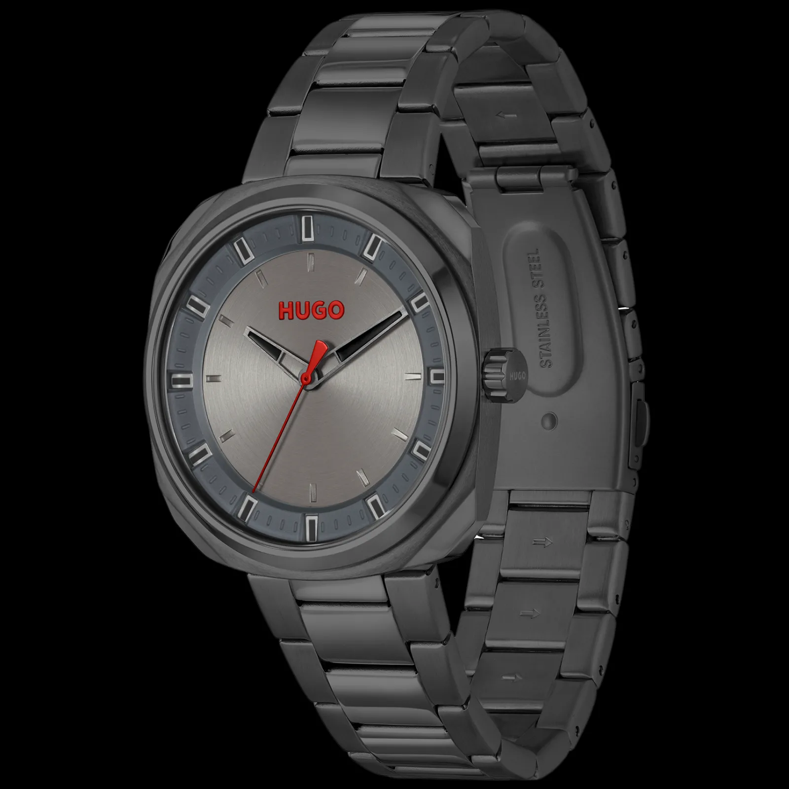 Relogio #Shrill Cinzento Aco Ip Preto-Hugo Clearance