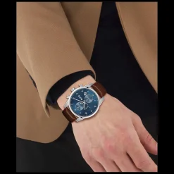 Relogio Skymaster Aco Azul Pele Castanha-Boss Watches New