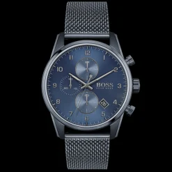 Relogio Skymaster Cronografo Malha Milanesa Azul-Boss Watches Flash Sale