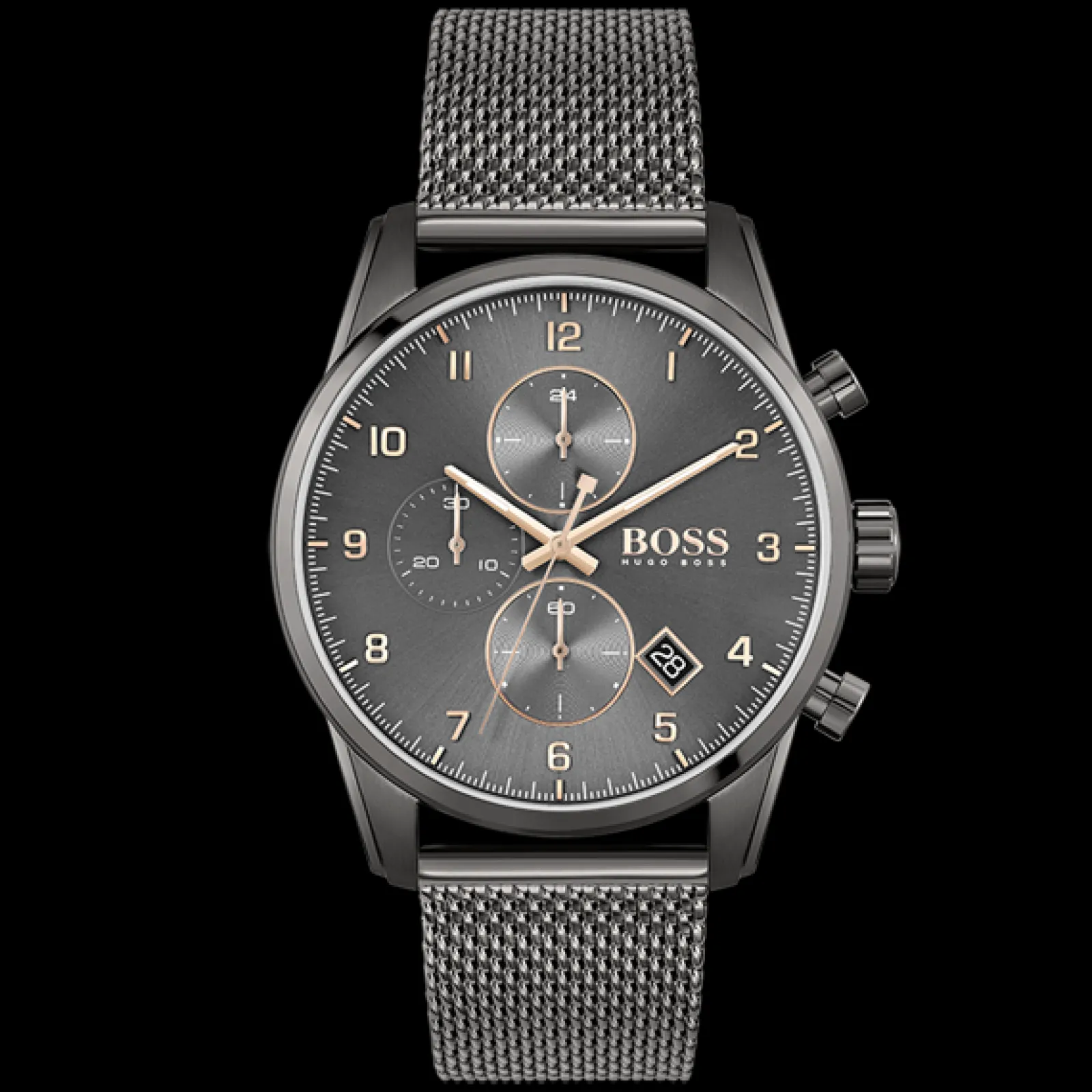 Relogio Skymaster Cronografo Azul Malha Milanes-Boss Watches Flash Sale
