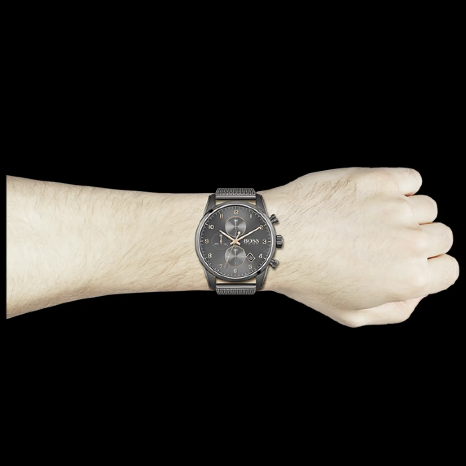 Relogio Skymaster Cronografo Azul Malha Milanes-Boss Watches Flash Sale