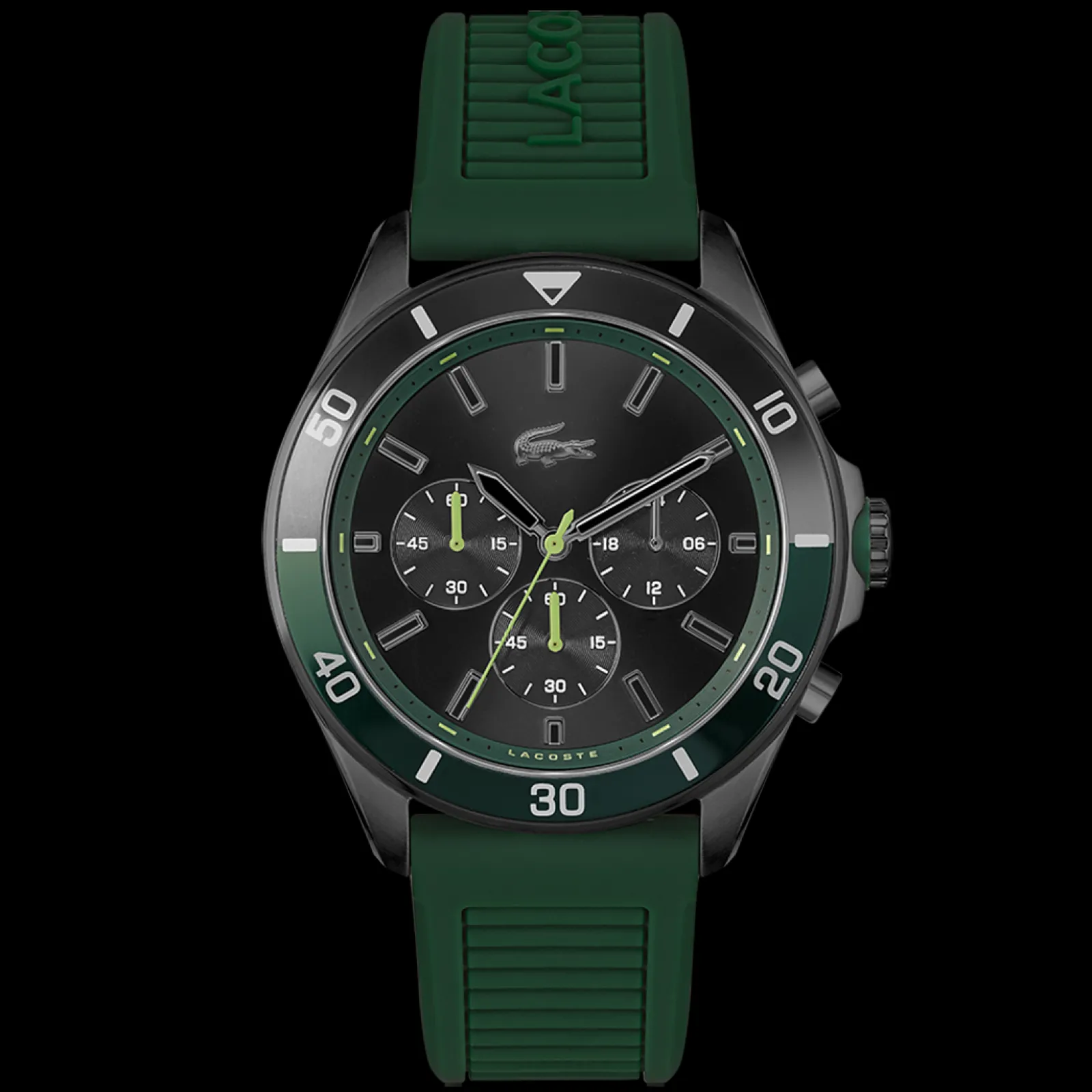 Relogio Tiebreaker Cronografo Aco Preto Silicone-Lacoste Cheap