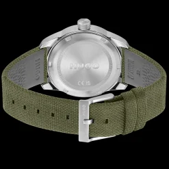 Relogio #Trek Aco Ip Cinzento E Nylon Verde-Hugo Flash Sale
