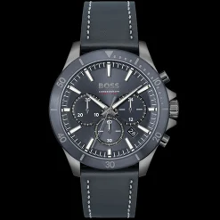 Relogio Troper Cronografo Aco Ip E Pele Azul-Boss Watches Hot