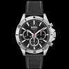 Relogio Troper Cronografo Aco E Pele Preta-Boss Watches Sale