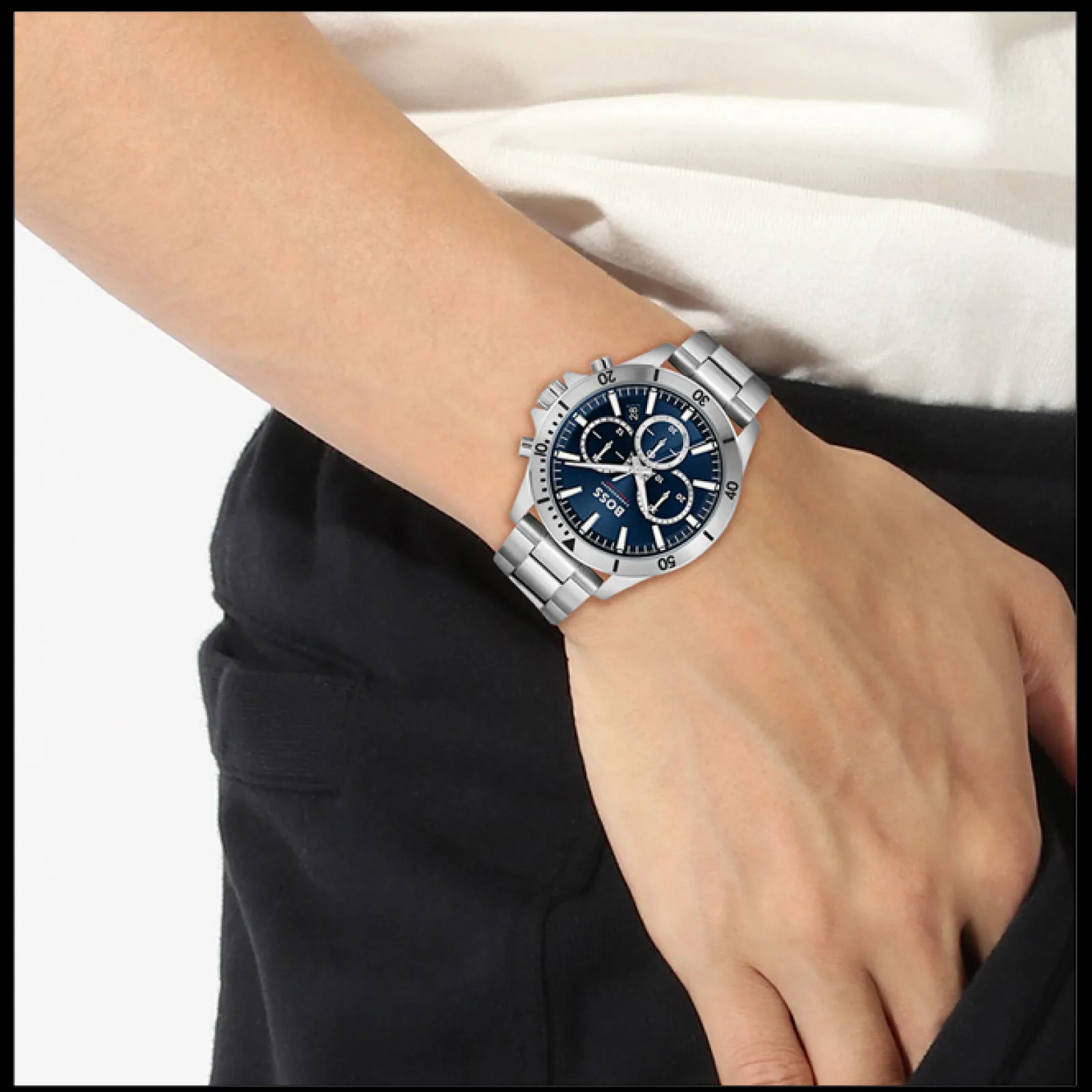 Relogio Troper Cronografo Azul Aco-Boss Watches Cheap