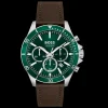 Relogio Troper Cronografo Aco Ip Verde Pele-Boss Watches Cheap