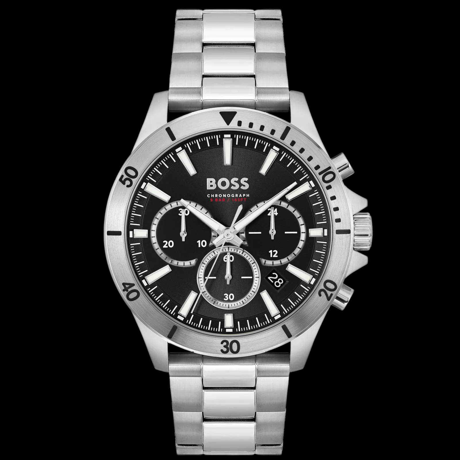 Relogio Troper Cronografo Preto Aco-Boss Watches Fashion