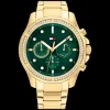 Relogio Verde Aco Ip Dourado E Cristais-Tommy Hilfiger Watches Online