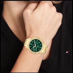 Relogio Verde Aco Ip Dourado E Cristais-Tommy Hilfiger Watches Online
