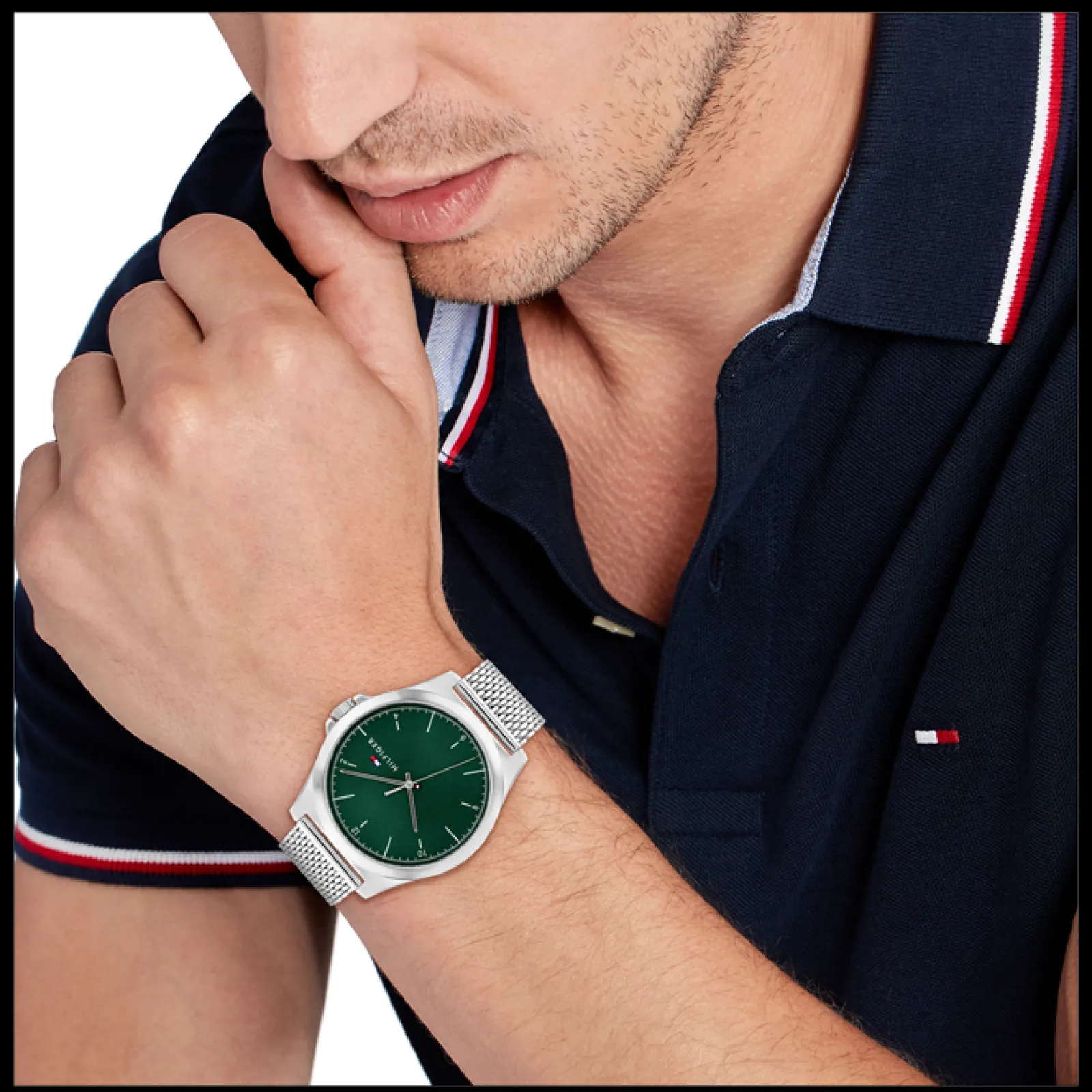 Relogio Verde Aco Malha Milanesa-Tommy Hilfiger Watches Discount