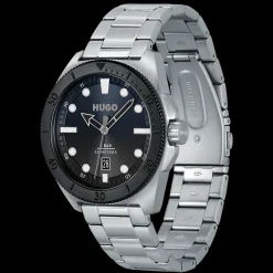 Relogio #Visit Aco Ip Preto E Azul-Hugo Flash Sale