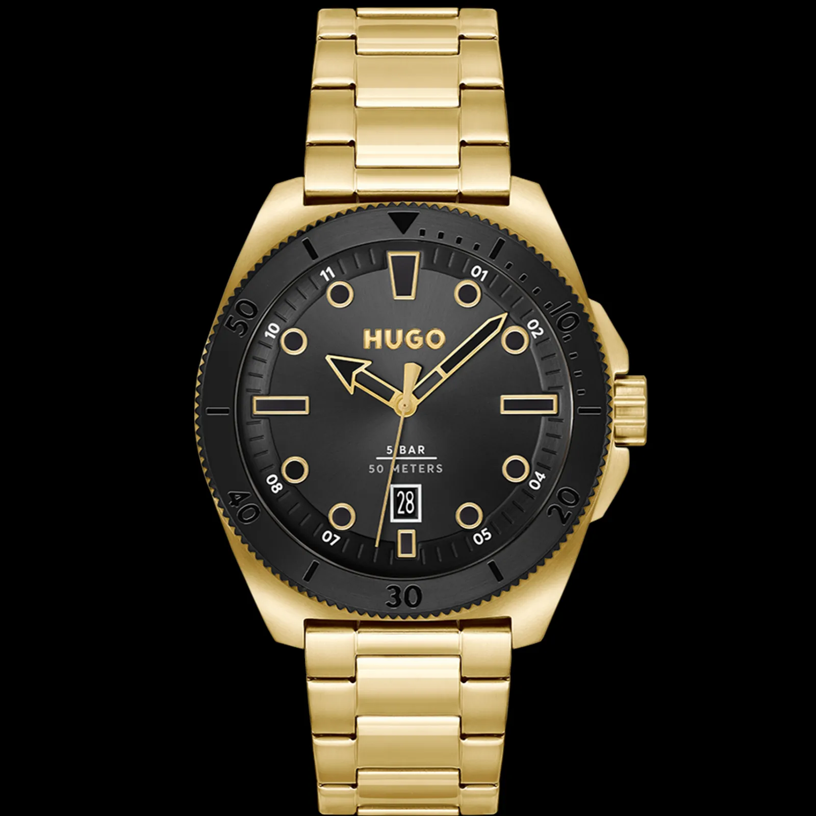 Relogio #Visit Aco Ip Preto/Cinzento E Dourado-Hugo Flash Sale