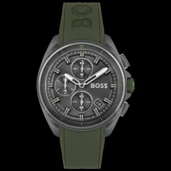 Relogio Volane Aco Ip Cinzento Silicone Verde-Boss Watches Hot