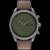 Verde E Aco Em Pele Castanha-Calvin Klein Watches Discount