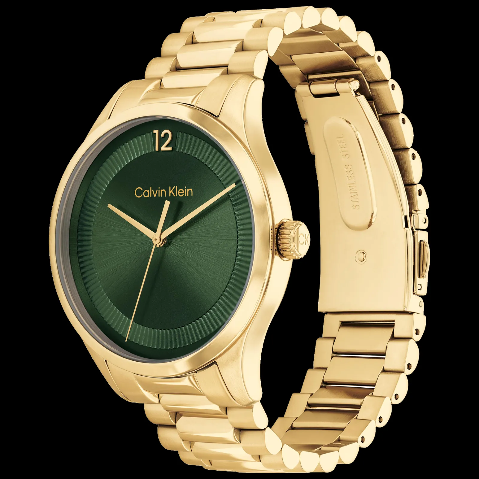 Verde E Dourado Em Aco-Calvin Klein Watches Cheap