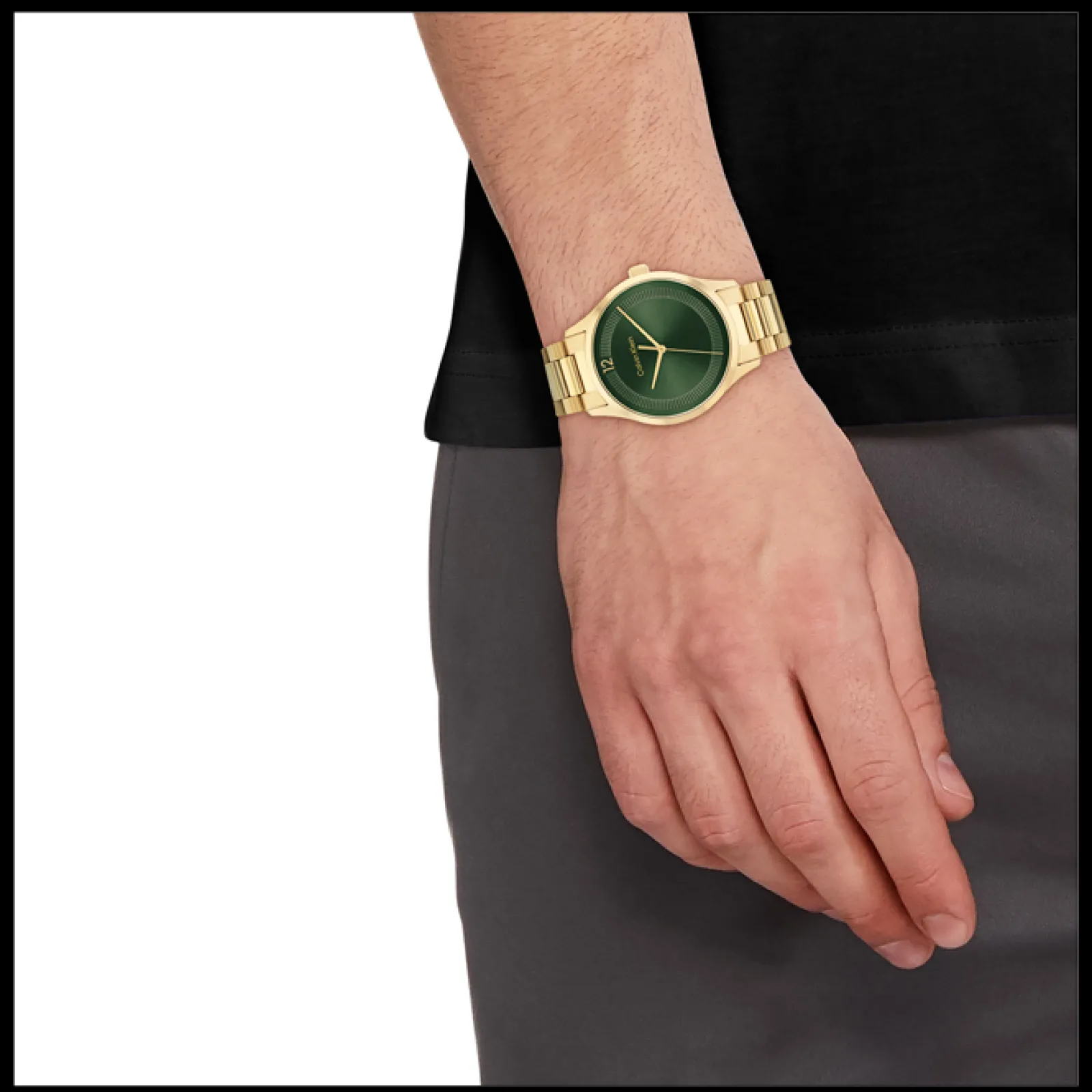 Verde E Dourado Em Aco-Calvin Klein Watches Cheap