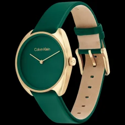 Verde E Dourado Em Pele Verde-Calvin Klein Watches Cheap